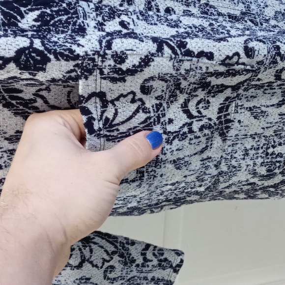 🆕️ 💙HTF Clara Sunwoo💙 - Blue/Gray Scroll Filigree Open Front Cardigan Jacket - Picture 10 of 15